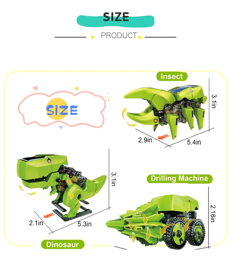 Solar Powered Dinosaur STEM Robot Kit for Kids