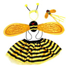 4 Piece Yellow Bee Cosplay Costume Halloween Bee Antennae Headband Hairband Wings Magic Wand Funny Dress Fairy Props Set