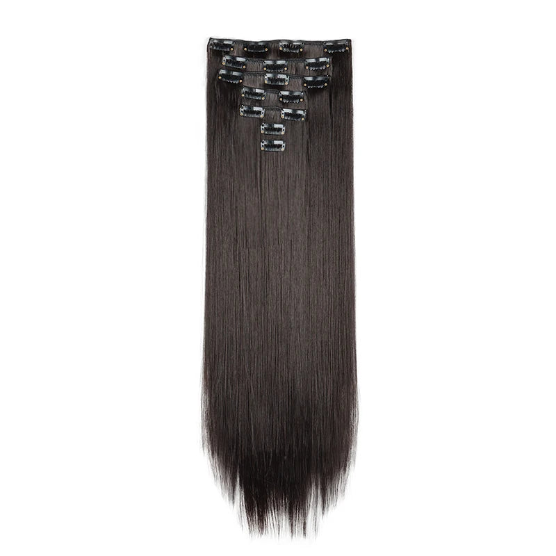 WIGSIN 24Inch Synthetic 7Pcs/set Long Straight Hair Extension 16Clips Hairstyle Black Blonde Hairpiece for Women