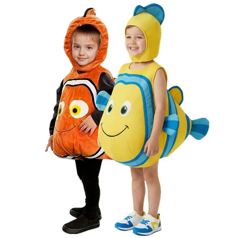 Nemo Clownfish Costume for Kids Cartoon Cosplay Halloween Christmas Party Outfit with Hat Toddler Party Performance Costumes