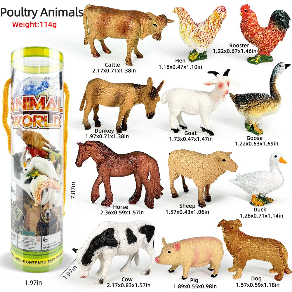 Miniature Lion Shark Horse Dinosaur Animals Model Set Action Figures Figurine Zoo Cute Education Kids Puzzle Toy Birthday Gift