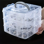 3-layer 18 Compartment Transparent Storage Box, Jewelry and Toy Storage Box, Suitable for Kitchen, Jewelry Organizer