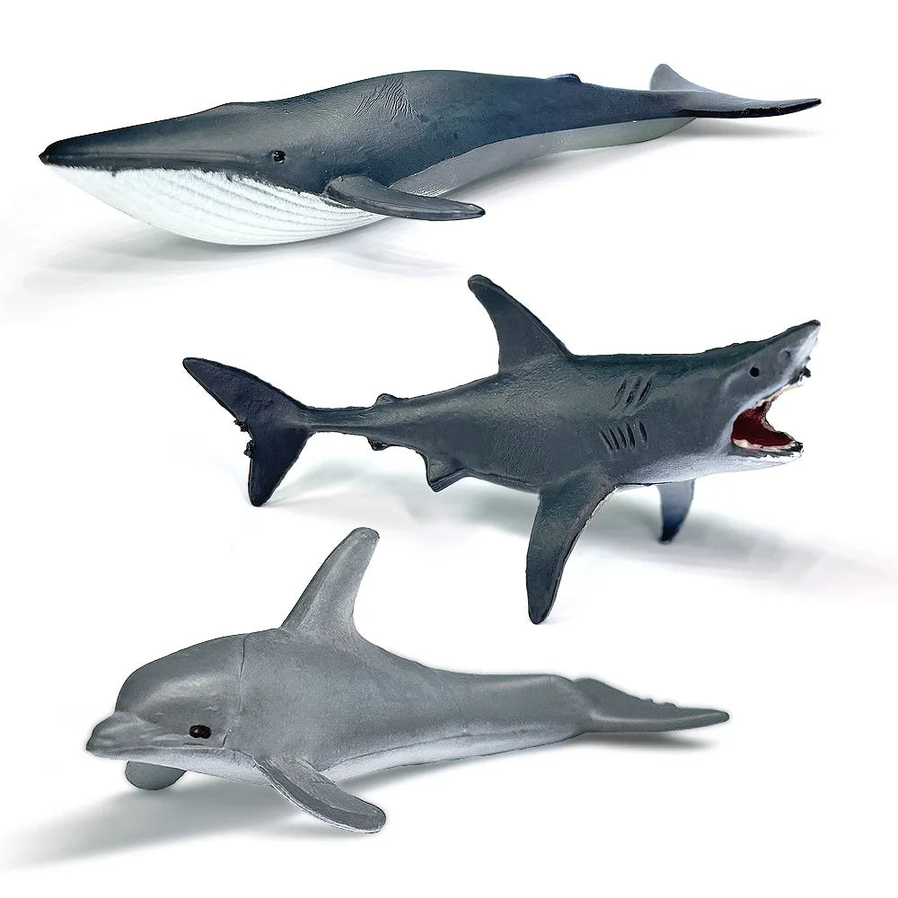 12pcs/set Updated Simulated Marine Animals Penguin Toy Model Realistic Sea Life Turtle Whale Toys For Children Christmas Gifts