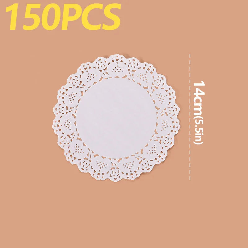 150Pcs Kitchen Fried Food Special Flower Bottom Paper Oil-absorbing Paper Baking Cake Pizza Snack Round Household Lace Paper Pad