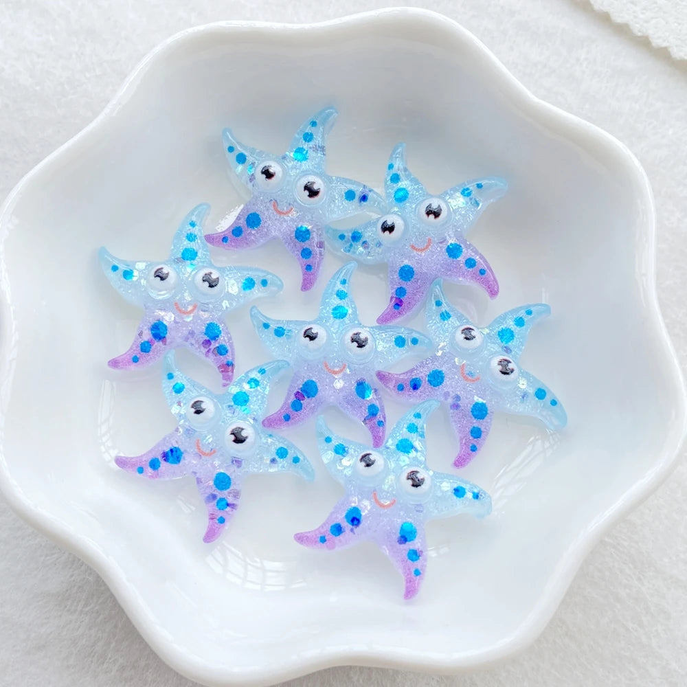 20Pcs Cute Resin Cartoon Shell, Starfish, small fish, seahorse, for Scrapbooking, Wedding Decor & DIY Jewelry Making Accessories