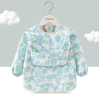 1PC Child Feeding Bib Waterproof Long Sleeve Apron Rice Pocket Feeding Blouse Toddler Bibs Children's Summer Thin Feeding Smock