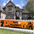 Happy Halloween Outdoor Banner Happy Halloween Decoration For Home Pumpkin Bat Print Backdrop Horror Theme Party Suppiles