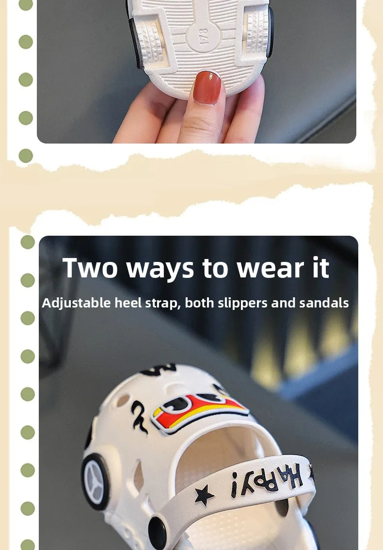 New 2026 Kids Glowing Slippers Summer Outdoor Two-Way Wear Anti-Slip Cute Small Children Sandals Boys Slip-On Home Slippers