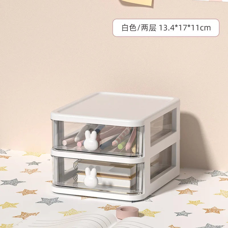 Clear Stacking Drawer Organizer - Multi-Tier PP Storage Box for Office/Beauty Products, Modular Desktop System (2-5 Layers)
