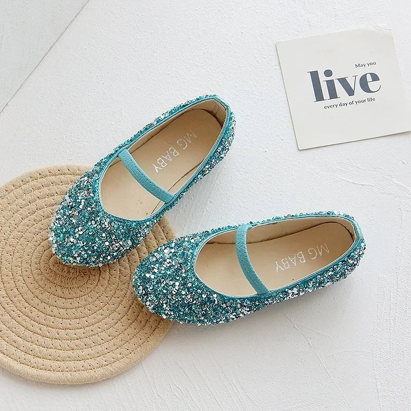 2026 Spring 1 to 12 years old girls dress shoes Beauty Pointed Toe Teen Girl Leather Shoes Bling Princess Wedding Shoes F12131