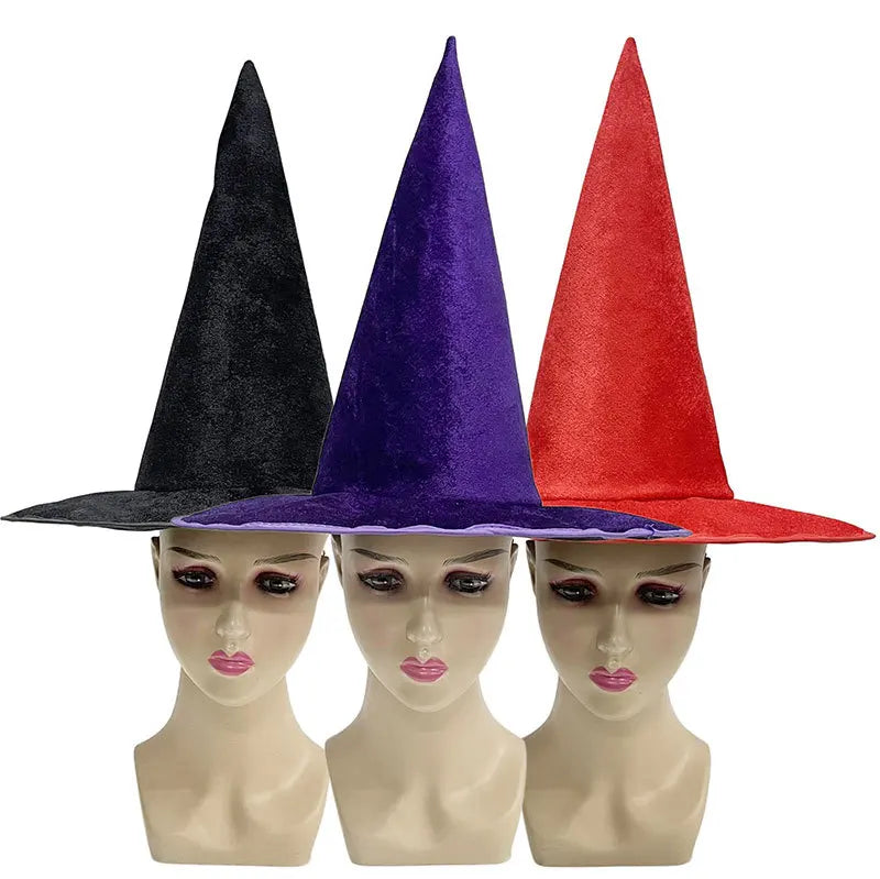Halloween Witch Hat Flannel Wizard Costume Hat for Parties