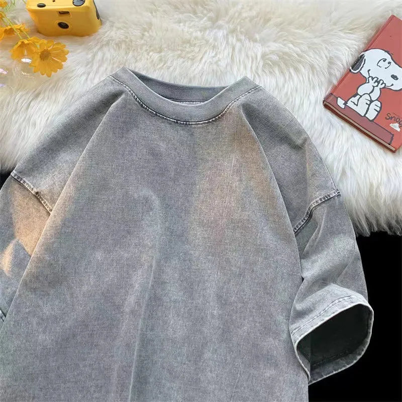 Oversized Acid Washed Y2K T-Shirt for Men