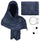 Medieval Vintage Hooded Shawl Scarf Cloak For Men Women Renaissance Halloween Tattered Layered Textured Frayed Cosplay Costume