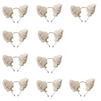 Plush Lace Cat Ears Bell Headband for Women Korean Style Elegant Fashion Girl Hair Band Party Cosplay