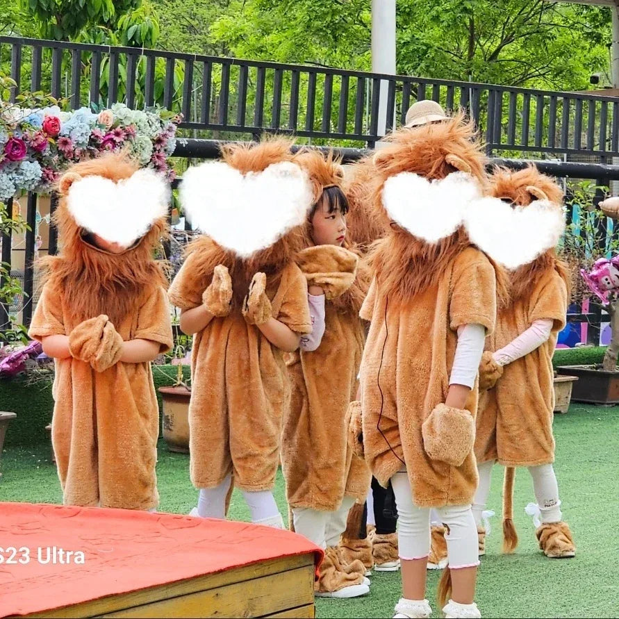 Child Deluxe Lion King Costume Baby Kid Adult Furry Animal Carnival Party Halloween Cosplay Costume Fancy Movie Role Jumpsuit