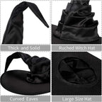 Halloween Folds Witch Wizard Black Hat Party Cosplay Costume Headgear Devil Cap Props Women Costume Accessory for Cosplay Party