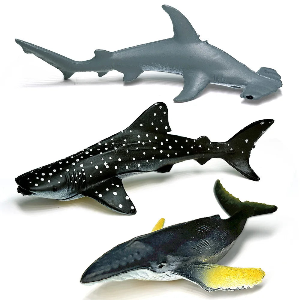 12pcs/set Updated Simulated Marine Animals Penguin Toy Model Realistic Sea Life Turtle Whale Toys For Children Christmas Gifts