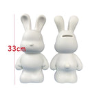 New DIY Paint Fluid Animal Bear Rabbit Lucky Dragon White Hand Painted Home Decoration Doll Toy Statue Deposit Can Handmade Gift