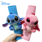 Disney Stitch Cute Angel Kawaii Cartoon Couple Car Safety Belt Shoulder Cover Doll Creative Universal Car Interior Decoration