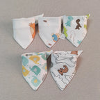 5pcs/lot Baby Bibs Triangle Double Cotton Bibs Cartoon Print Saliva Towel Baby Boys Girls Feeding Apron Cotton Bandana Bibs