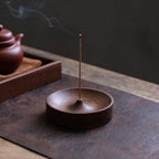 Solid Wood Incense Burner Handmade Tea Ceremony Round Incense Stick Indoor Incense Tray Multi Hole Home Ornament Decor Holder