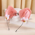 Plush Rabbit Sexy Cat Ears Headband for Women Girls Lace Bow Necklace Plush Bell Hairband Cosplay Masquerade-Party Costume Hair