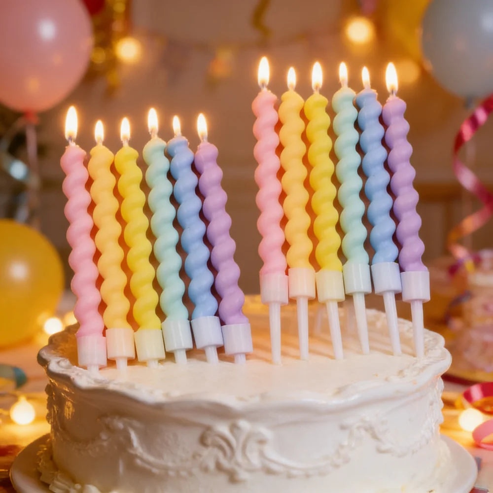 6/12/48pcs/1case Birthday Candles Spiral Cake Candles  Long Thin Cake Candles For Wedding Party And Cake Decoration