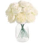 20CM 6Pcs Artificial Silk Blue Peony Flowers With Stems Fake Peony Bouquet  for Home Wedding Decoration Office Desks Ornament