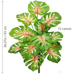 40-130cm（51.18in） Artificial Monstera Plant Fake Palm Tree Plastic Turtle Leaf Green Plant for Home Garden Room Office Decor