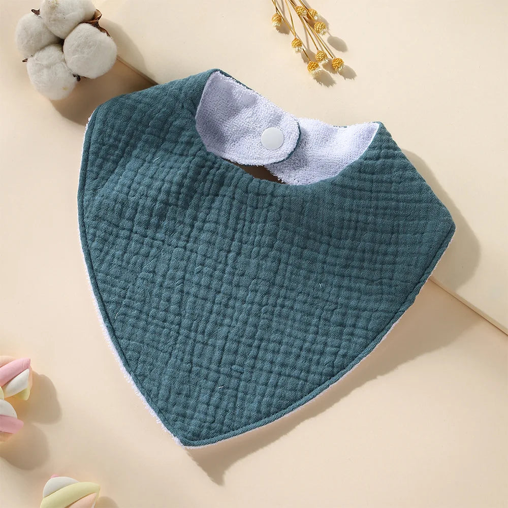 New Cotton Baby Bib Soft Waterproof Triangle Saliva Towel Adjustable Button Print Infant Boy Girl Feeding Burp Cloth Cute Bibs
