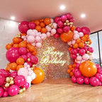 134PCS Pink and Orange Balloon Arch Kit Metallic Gold Latex Balloon Birthday Party Baby Shower Wedding Party Decorations
