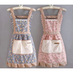 1/2/5pcs Lovely Canvas Apron Female Household Kitchen Cooking Antifouling Breathable Wear Cleaning Suitable