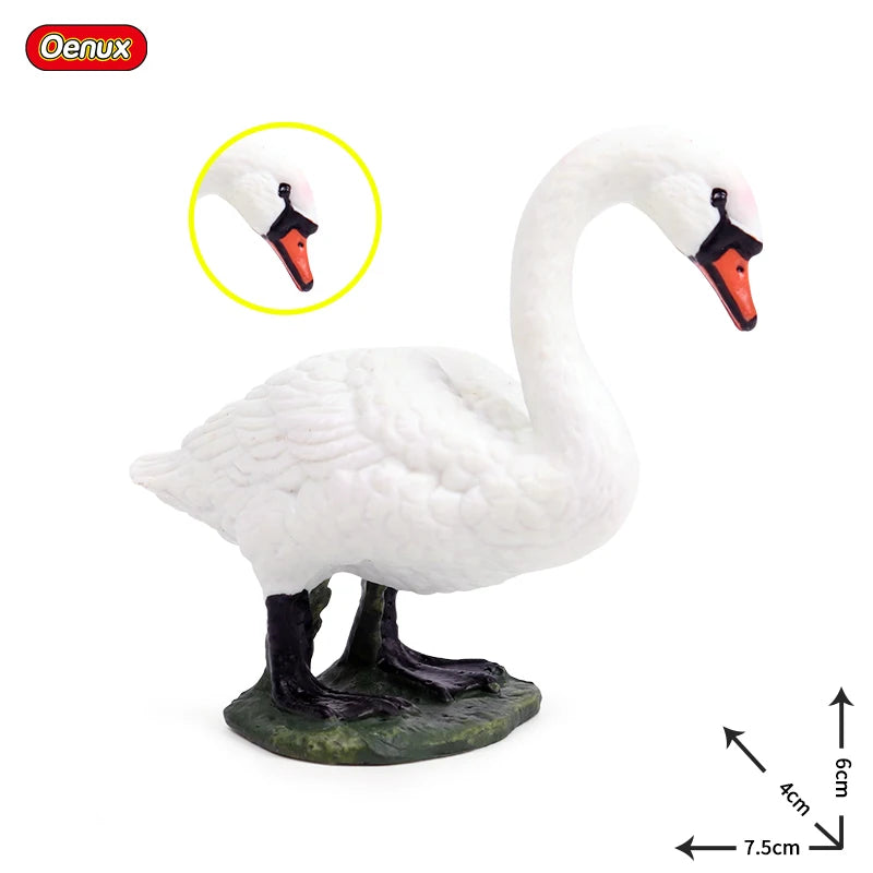 Oenux Poultry Model Simulation Goose Swan Gaggle Duck Flock Action Figures Farm Animals Figurine Miniature Education Kids Toy