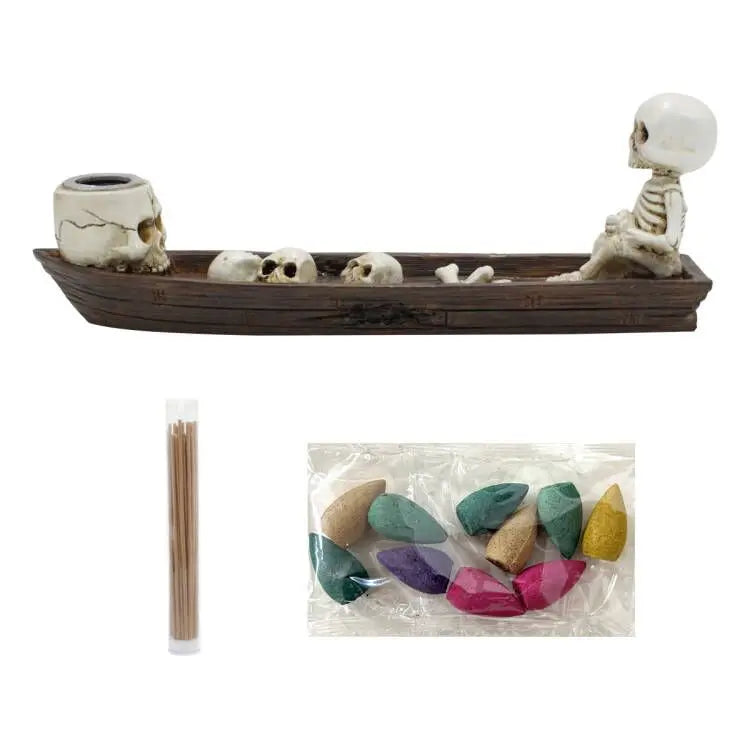 3-Piece Set of Skeleton Aromatherapy Boat Resin Crafts, Halloween Aromatherapy Boat, Fresh Air Fragrance, Furniture, Living Room