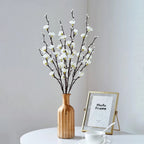 Artificial Plum Blossom 21.7'' Fake Wintersweet Long Stem Plastic  Flowers for Home Hotel Office Wedding Party Garden Decoration