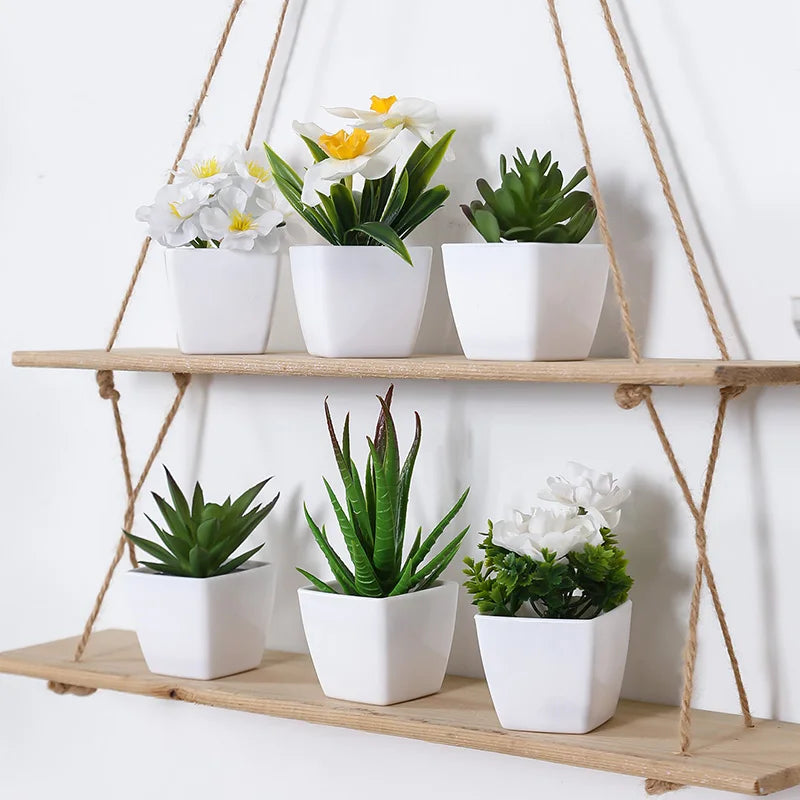 6PCS, Artificial Plants Small Bonsai, DIY Crafts desktop Windowsill Display Rack Display Decoration