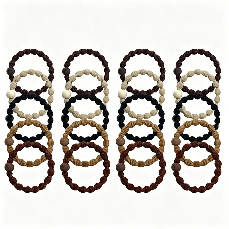 20PCS/Set Basic Bean Elastic Hair Bands For Women Girls High Ponytail Hair Tie Scrunchie Rubber Band Hair Ring Hair Accessories