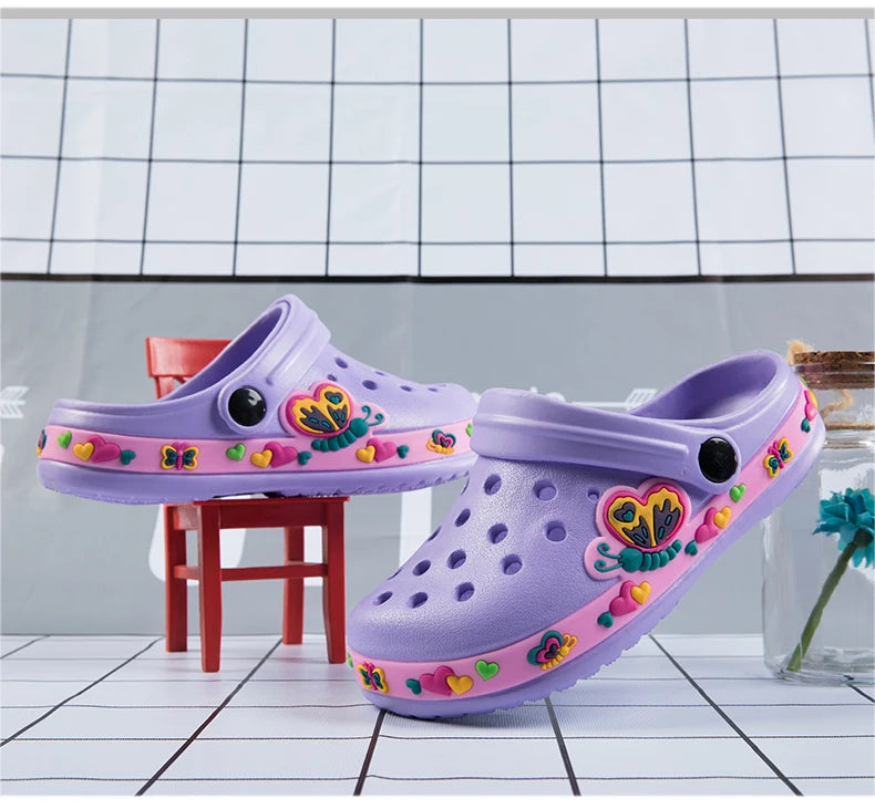 Kids Clogs Garden Shoes Boys Girls Unicorn Dinosaur Beach Flat Sandals Slippers Children Sandals Anti Skid Slipper Summer Hole