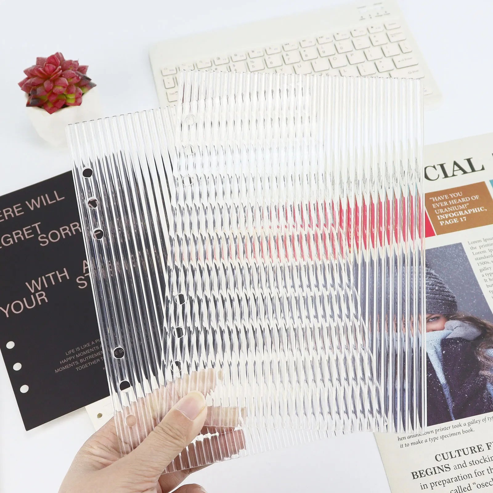 A5 A6 Frosting  Thick line Acrylic Loose Leaf Binder Cover DIY Account Book Journal Planner Office Stationery Supplies