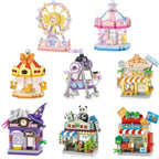 NEW Amusement Park Carousel Pirate Ship Ferris Wheel Halloween Game Street View Building Blocks Kit Girl Bricks Model Toy