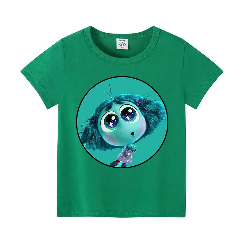 Inside Out 2 Joy Sadness Girls Boys Child T Shirt Clothes Tops Children's Clothing Summer Cute Short Sleeve Tee Kids Gift