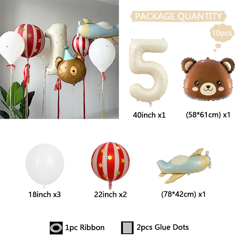 63pcs Unicorn Theme Balloon Set Cream White Number 1-9 Balloons for Birthday Party Room Decoration Balloon Supplies