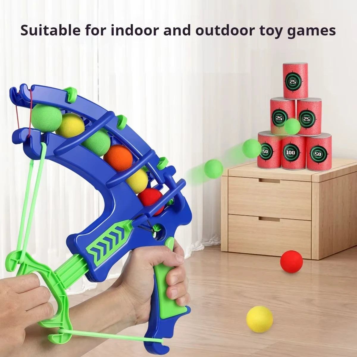 Slingshot Target Sticky Ball Dartboard Bow Arrow Set Montessori Educational Toy Throw Sport Outdoor Fidget Game