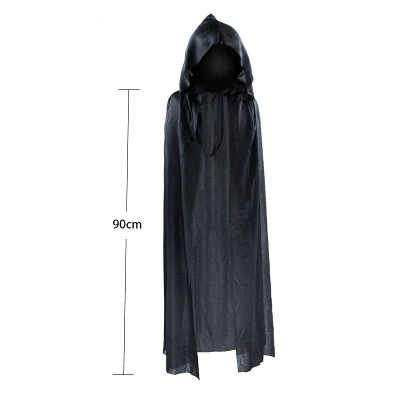 Terror Stitch Halloween Party Cosplay Children Adult Death Black Cloak, Halloween Death Skull Skeleton Ball Costume Prop Set