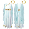Girls Athena Costume Greek Princess Dress Ancient Greece Roman Toga with Laurel Headwear Halloween Carnival Cosplay Outfits Sets