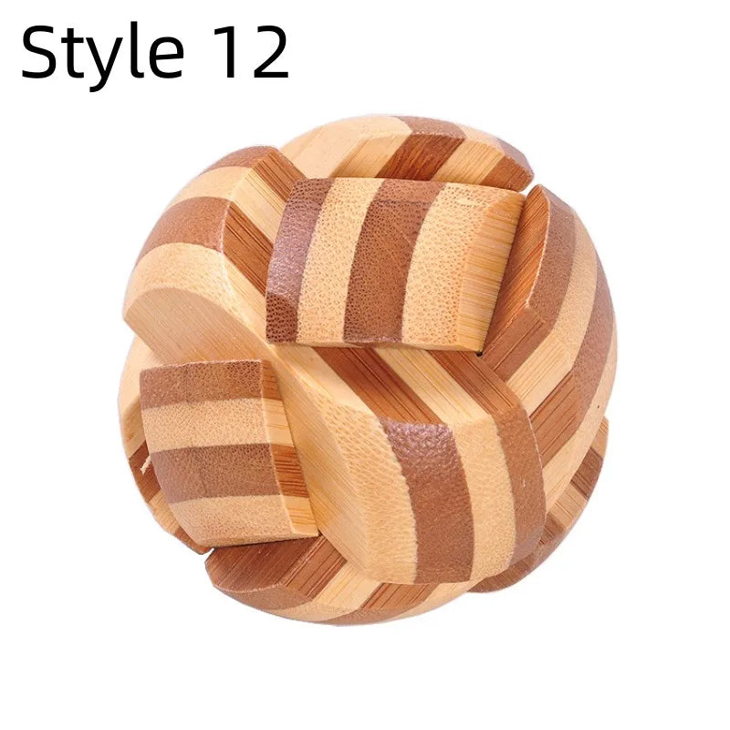 Wooden Kong Ming Lock IQ Brain Teaser Puzzle Toy
