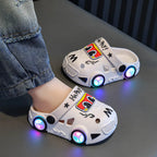 New 2026 Kids Glowing Slippers Summer Outdoor Two-Way Wear Anti-Slip Cute Small Children Sandals Boys Slip-On Home Slippers