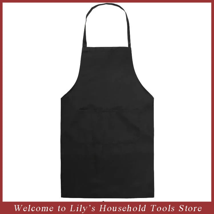 Adjustable Cooking Apron Unisex  Household Solid Color Chef Waiter Barbecue Hairdresser Adult Pocket Apron Kitchen Supplies Tool
