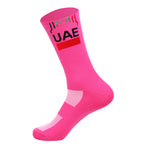New UAE Cycling Socks rTeam Bike Nurse Compression Road Bike Running Mtb Knee-high White Sports Running Football Socks