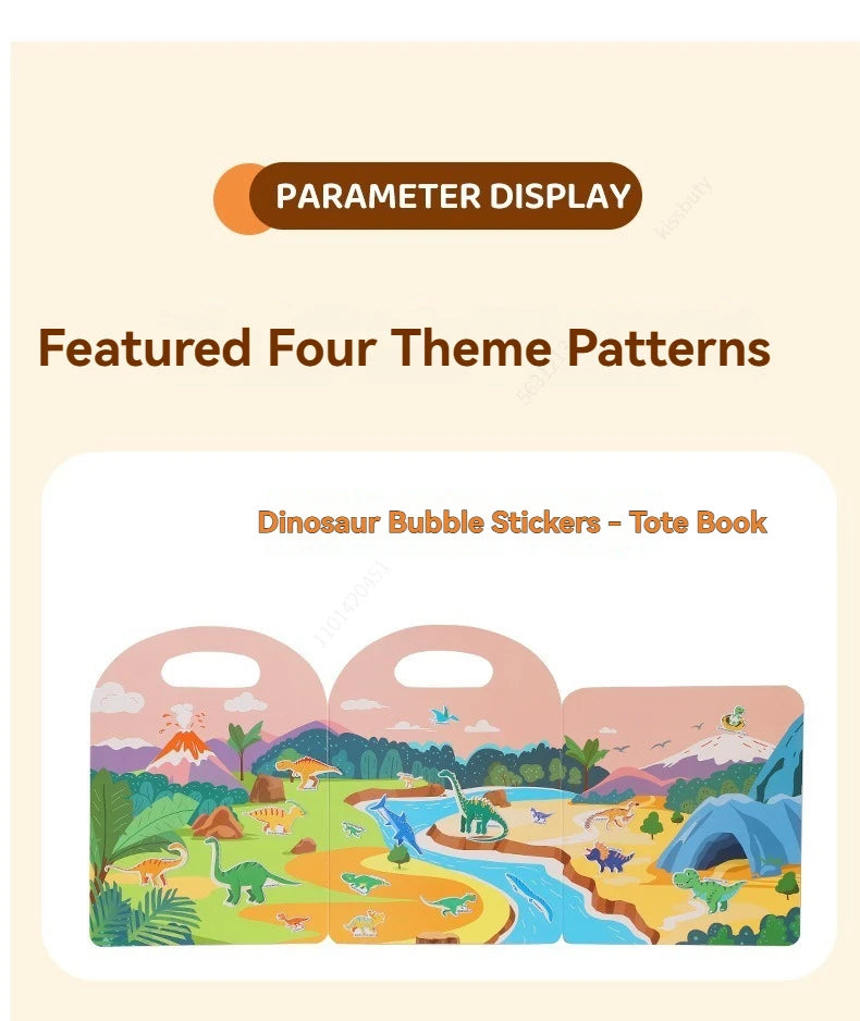 Sticker Books 3D Reusable Stickers Books Animal Dinosaurs Ocean World Vehicle Educational Travel Stickers